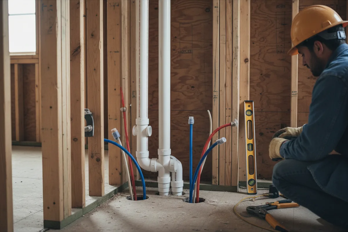 Drain and supply rough-in during Drain Cleaning in West Sacramento
