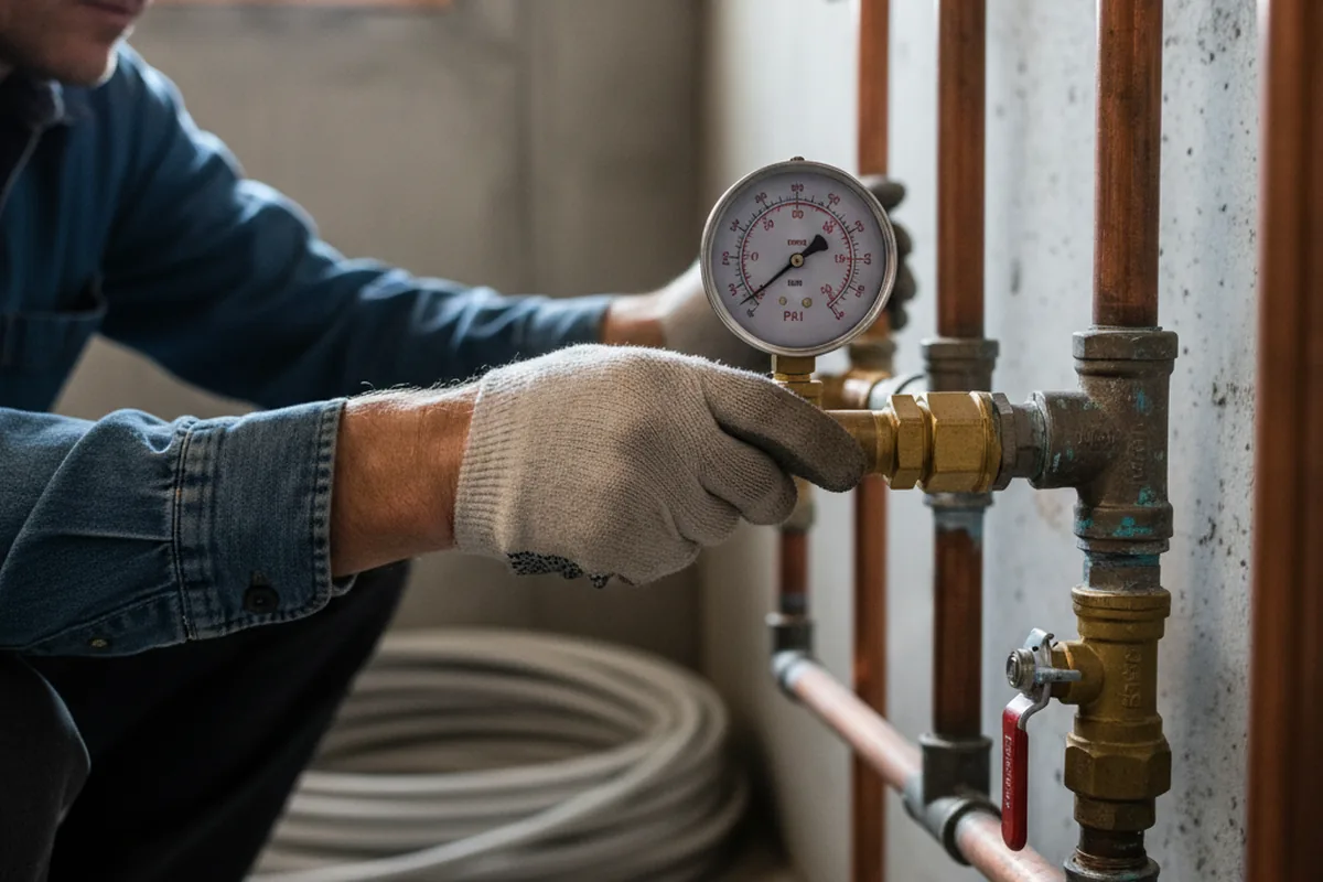 Pressure testing a repaired line during Water Line Repair in West Sacramento